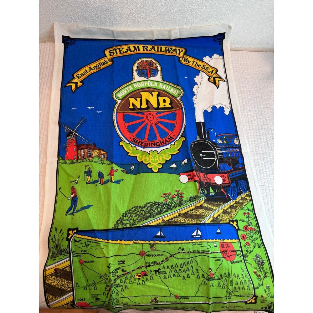 Vintage North Norfolk‎ Railway Steam Train Tea Towel NNR Sheringham UK Travel